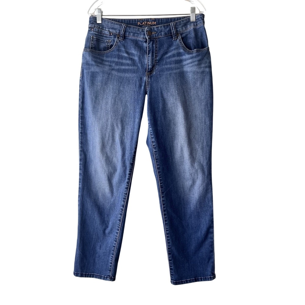 Chico's Platinum Straight Leg Jeans Blue Medium Wash Denim Size 1.5‎ Reg- US 10